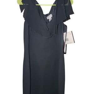 Liz Claiborne Black Ruffled One Shoulder Cocktail Dress